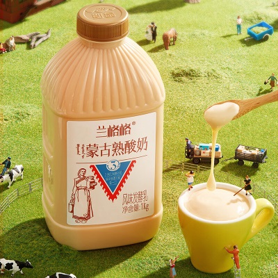 兰格格蒙古炭烧熟酸奶蒙马苏里乳酪低温酸奶1kg组合装