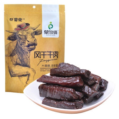 蒙亮 手撕风干牛肉干7成干内蒙古特产 肉干肉脯 独立小包装 孕妇无添加办公室休闲零食168g