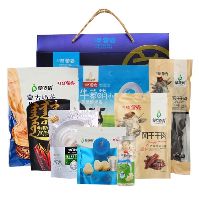 蒙亮内蒙古零食特产中秋礼盒草原风干牛肉干奶酪片奶茶组合1764g