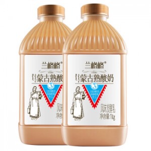 【今天特价】兰格格炭烧风味熟酸奶低温1kgx2桶雪原蒙古发酵活菌酸牛奶