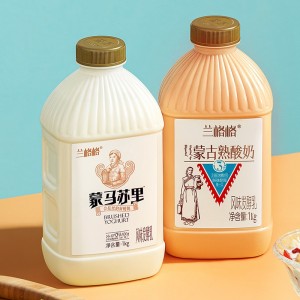 兰格格雪原蒙古风味熟酸奶1kgx4桶装新鲜发酵桶装整箱